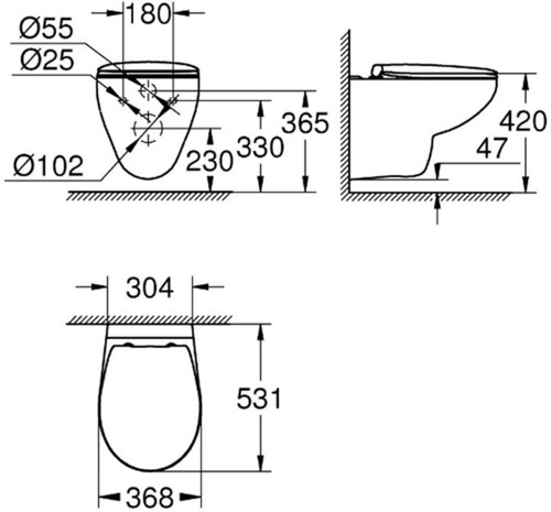 Grohe Concealed Toilet Frame Solido Bau, with Rimless Bowl & Soft-close Toilet Seat