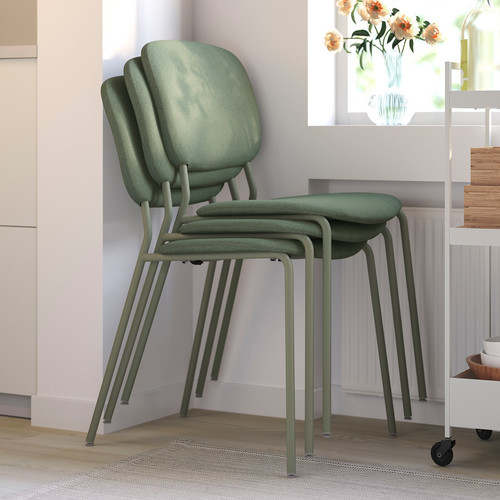VIHALS / VIHALS Table and 4 chairs, white/green Tibbleby grey-green, 120/180x74 cm