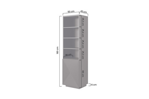 Shelving Unit Bookcase Asha 50cm, high-gloss white