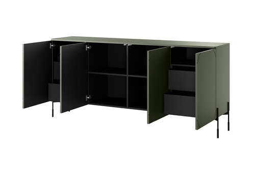 Four-Door Cabinet with Drawers Sonatia 200cm, olive