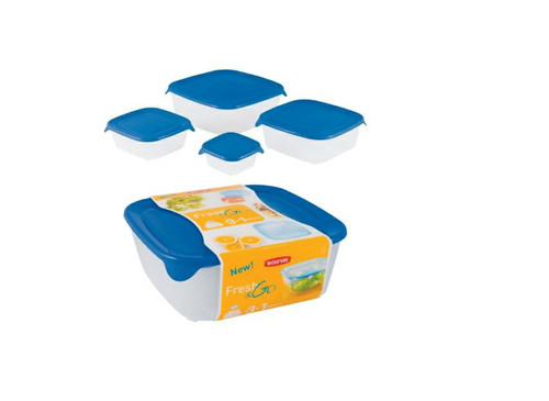 Curver Set of Food Containers Fresh & Go 0.8l, 1.7l, 2.9l, 0.25l, blue-transparent