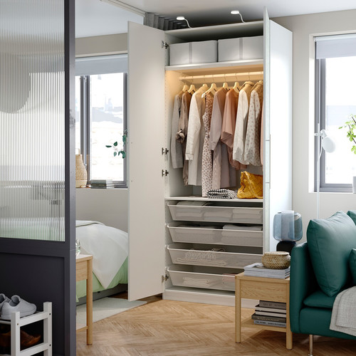 PAX / LINNABERG Wardrobe combination, white/patterned, 100x60x236 cm