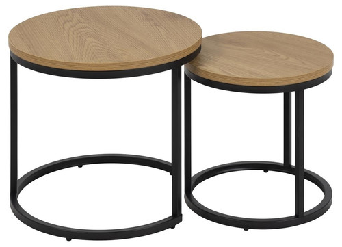 Set of 2 Side Tables Spiro, oak/black