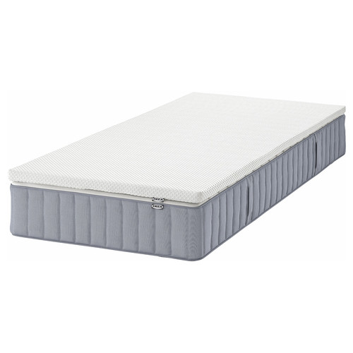 VALEVÅG Mattress and mattress pad, firm light blue/Nordberget white, 90x200 cm
