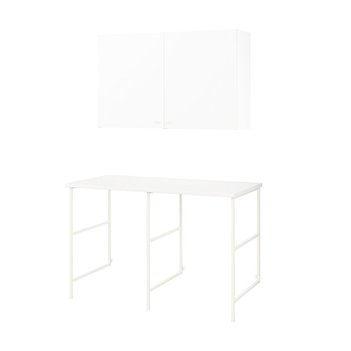 ENHET Storage combination for laundry, white, 139x63.5x85.5 cm