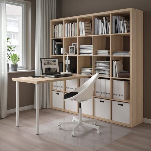 KALLAX / LAGKAPTEN Desk combination, white/white stained oak effect, 182x159x182 cm