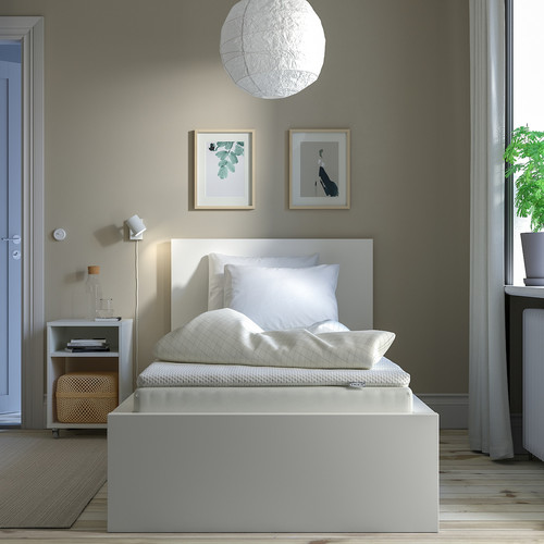 VALEVÅG Mattress and mattress pad, firm light blue/Nisseholm white, 90x200 cm