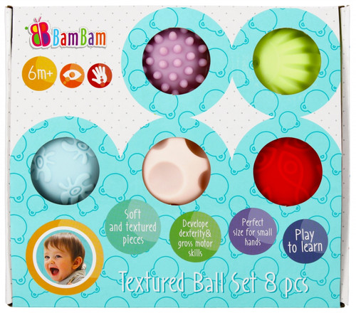 Bam Bam Textured Ball Set 8pcs 6m+