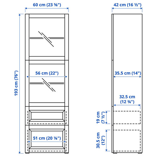 BESTÅ Storage combination w glass doors, 60x42x193 cm