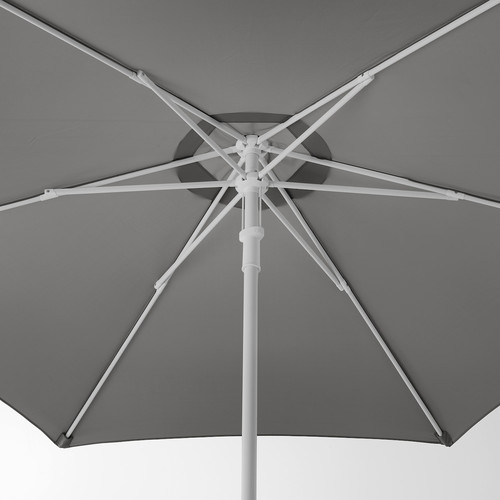 HÖGÖN / IGGÖN Parasol with base, grey/dark grey, 270 cm