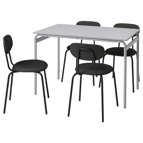 GRÅSALA / ÖSTANÖ Table and 4 chairs, grey/Remmarn dark grey, 110 cm