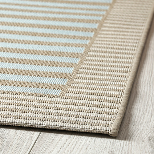 SKEVNING Runner, flatwoven, brown blue/stripe in/outdoor, 80x200 cm