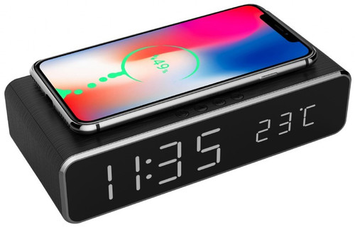 Gembird Digital Alarm Clock with Wireless Charging