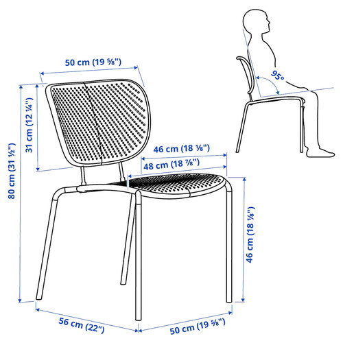 DUVSKÄR Chair, in/outdoor, black-blue