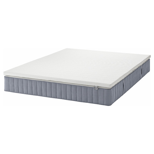 VALEVÅG Mattress and mattress pad, medium firm light blue/Nordberget white, 160x200 cm