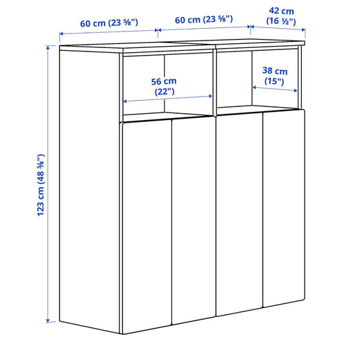 SMÅSTAD / PLATSA Storage combination, white/lilac with 6 shelves, 120x42x123 cm