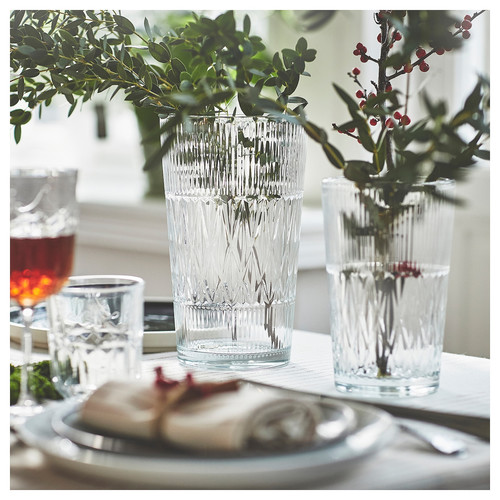 SMÄLLSPIREA Vase, clear glass/patterned, 22 cm