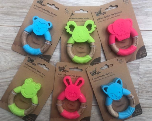 Bo Jungle B-Wood Teether Animals Blue Fox
