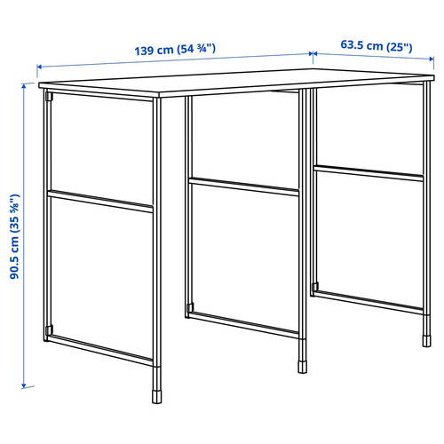 ENHET Countertop w supp side panels/legs, white/white laminate, 139x63.5x87.5 cm