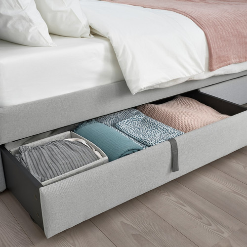 GLADSTAD Upholstered bed storage box, Kabusa light grey, Single/double