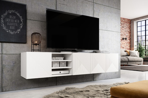 Wall-mounted TV Cabinet Asha 200 cm, matt white
