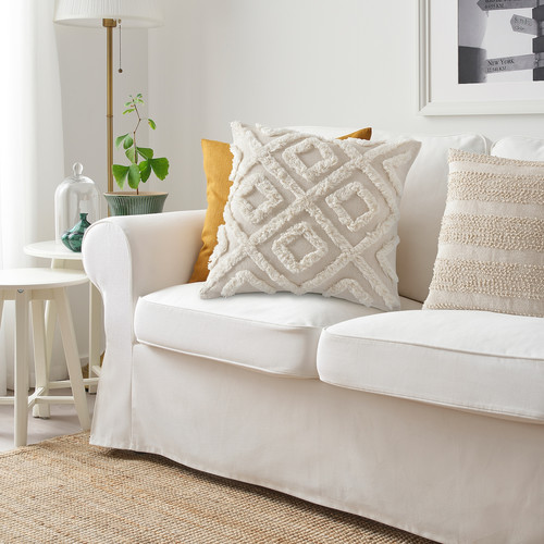 EKGULDMAL Cushion cover, geometric natural, 50x50 cm