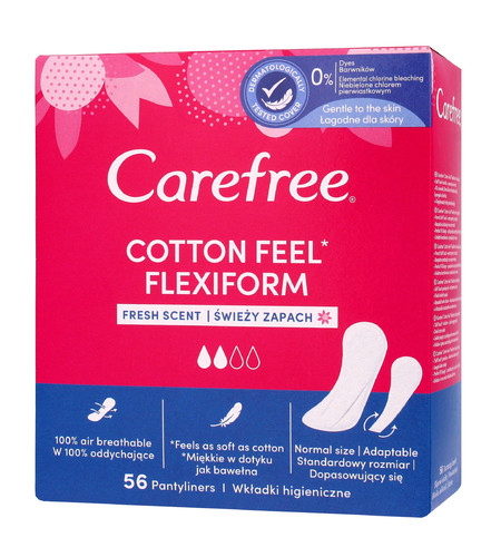 Carefree Cotton Flexiform Pantyliners Fresh Scent 56 Pack