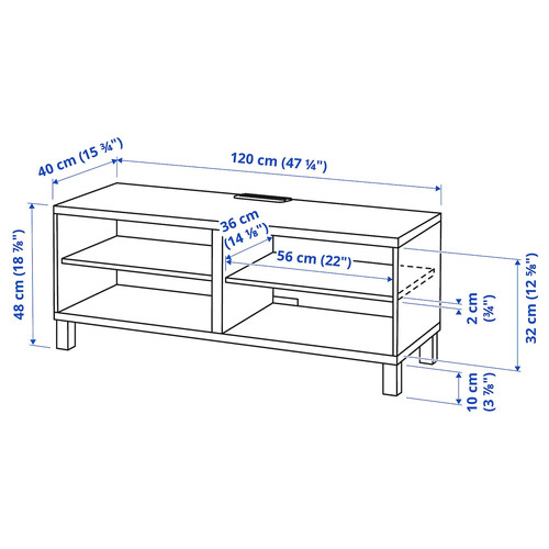 BESTÅ TV bench, black-brown, 120x40x48 cm