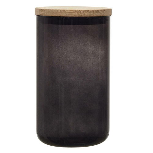 Elegant Glass Storage Jar with Bamboo Lid 1l, black