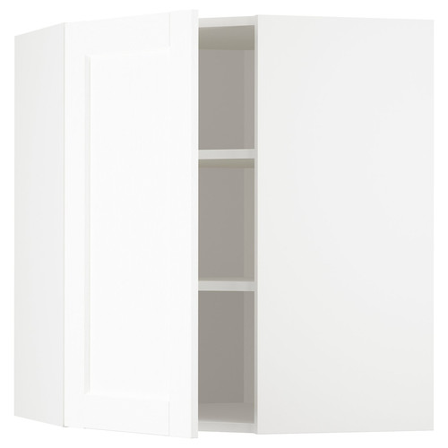 METOD Corner wall cabinet with shelves, white Enköping/white wood effect, 68x80 cm