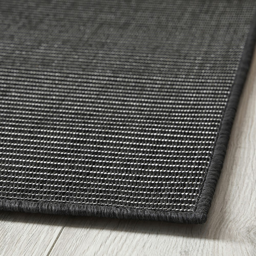 LUFTFARTYG Rug flatwoven, in/outdoor, black/stripe, 160x230 cm