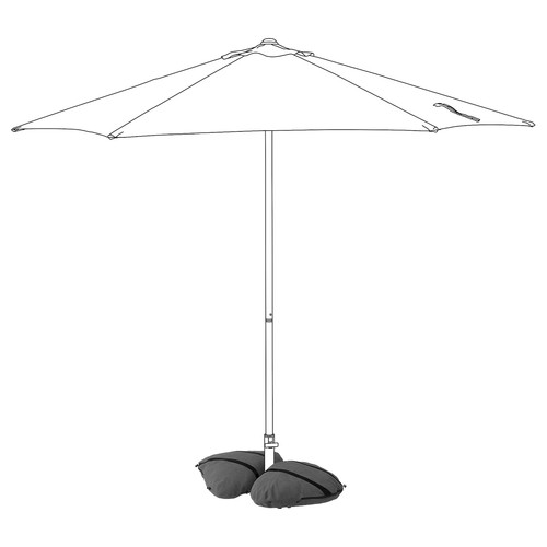 IGGÖN Parasol base with sandbags, dark grey, 60x60 cm