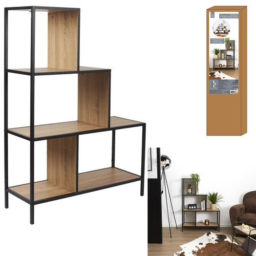 Shelving Unit Stairs Edison M, natural/black