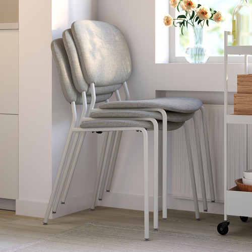 VIHALS / VIHALS Table and 4 chairs, white white/white Tibbleby beige-grey, 107 cm