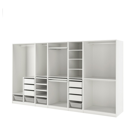 PAX Wardrobe combination, white, 375x58x201 cm