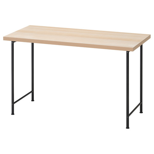 LAGKAPTEN/SPÄND Desk, white stained oak effect/black, 120x60 cm
