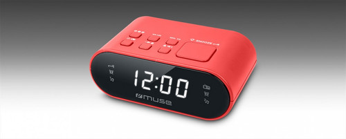 Muse Dual Alarm Clock Radio PLL M-10 RED
