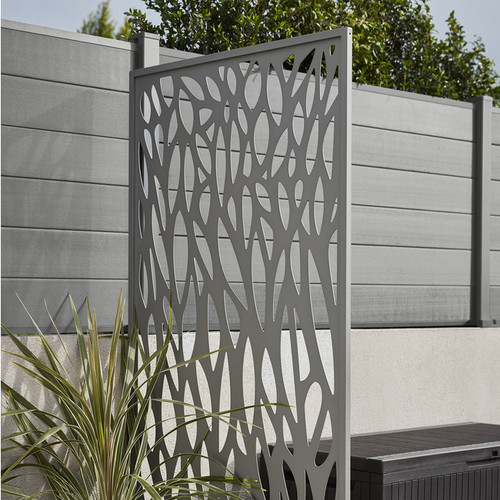 Blooma Neva Aluminium Leaf 1/2 Fence Panel 88 x 179 cm, taupe