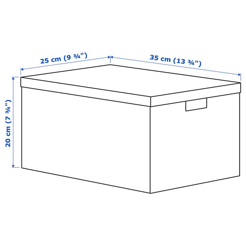 GJÄTTA Storage box with lid, velvet dark blue, 25x35x20 cm