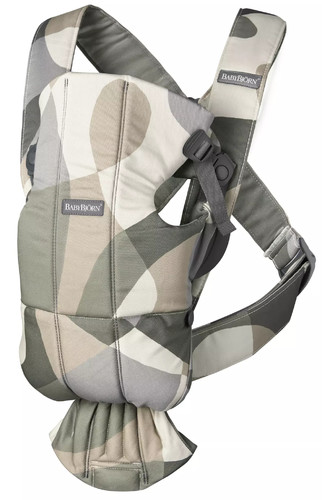 BABYBJÖRN Baby Carrier MINI Cotton, Khaki/Green Print, 0+