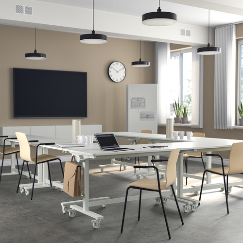 MITTZON Foldable table with castors, white, 140x70 cm