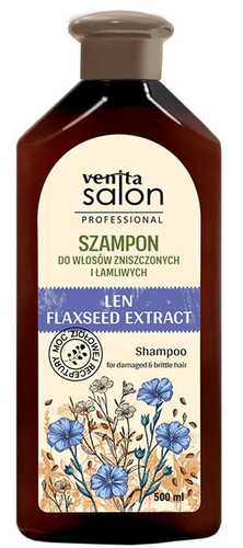 VENITA Salon Professional Shampoo for Damaged & Brittle Hair with Flaxseed Extract 500 ml