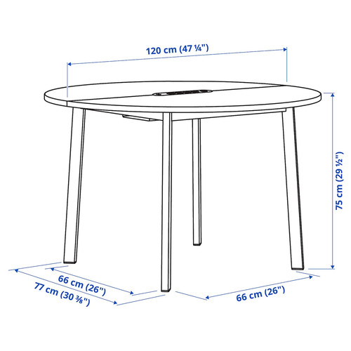 MITTZON Conference table, round oak veneer/black, 120x75 cm