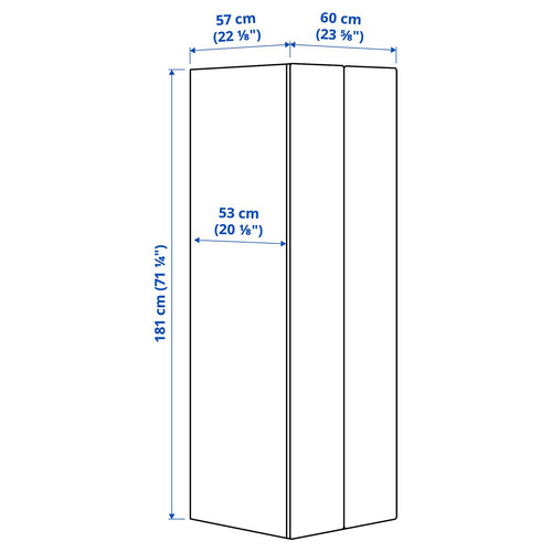 SMÅSTAD / PLATSA Wardrobe, white/white, 60x57x181 cm