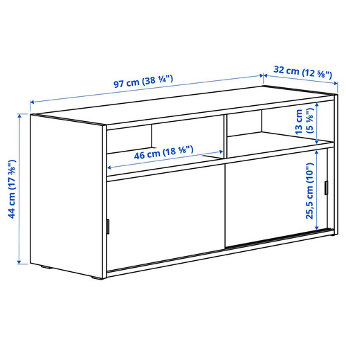 SPIKSMED TV storage combination, light grey, 234x32x96 cm