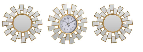 Wall Clock with 2 Mirrors Reish