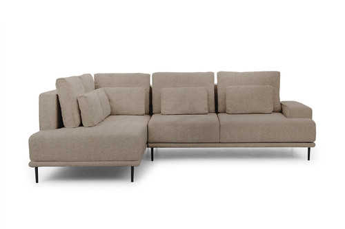 Corner Sofa-Bed Left Nicole L Crown 3 Antelope/black legs, beige