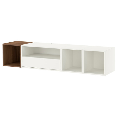 EKET Media storage combination, white/brown walnut effect, 175x35x35 cm