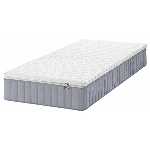 VALEVÅG Mattress and mattress pad, firm light blue/Nisseholm white, 90x200 cm