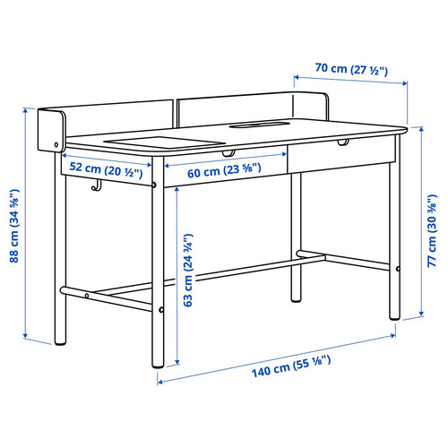 RIDSPÖ Desk, oak, 140x70 cm